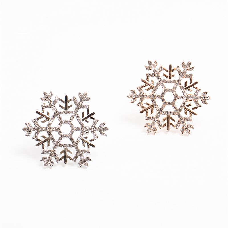 Snowflake and Rhinestone Pin - Pink Gold or Silver - Click Image to Close